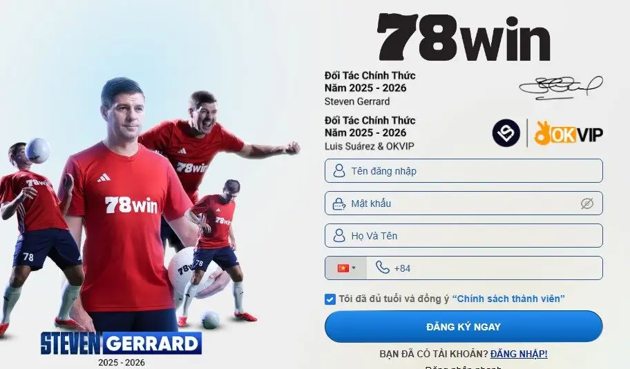 Form đăng ký 78win